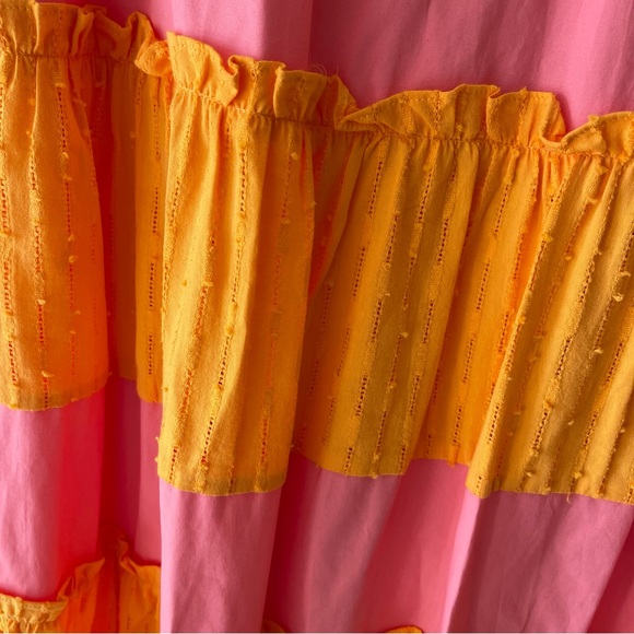 LDT Daphne Tie Shoulder Tiered Color Block Surplice V-Neck Drawstring Maxi Dress - Picture 10 of 11